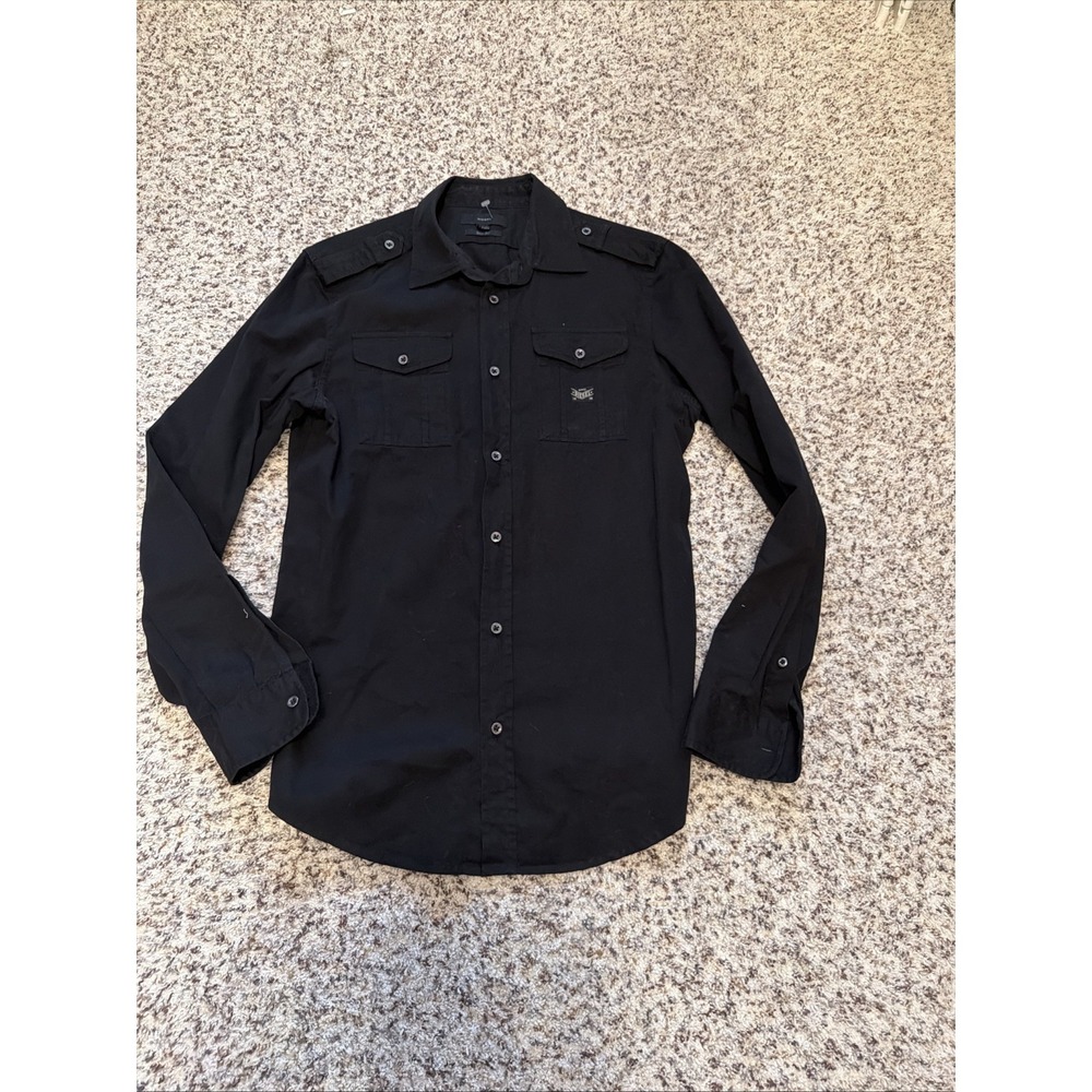 Diesel Shirt Mens Black Slim Fit Long Sleeve Button Up 100 % Cottton Size S